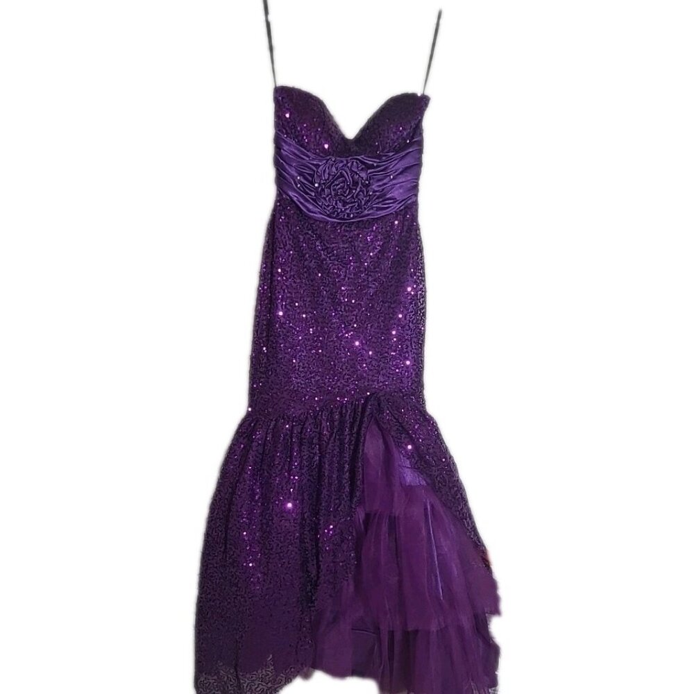 Size Small Purple Sequin Formal Dress  slit in leg , Just In Time For Prom.  Mme